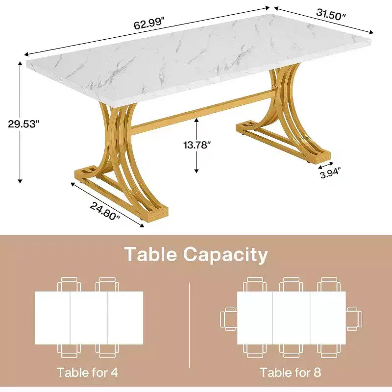 Table de conférence Lantine 5FT pour 4 à 6 personnes, table de réunion moderne avec plateau en faux marbre, tables de séminaire d'affaires pour le bureau à domicile