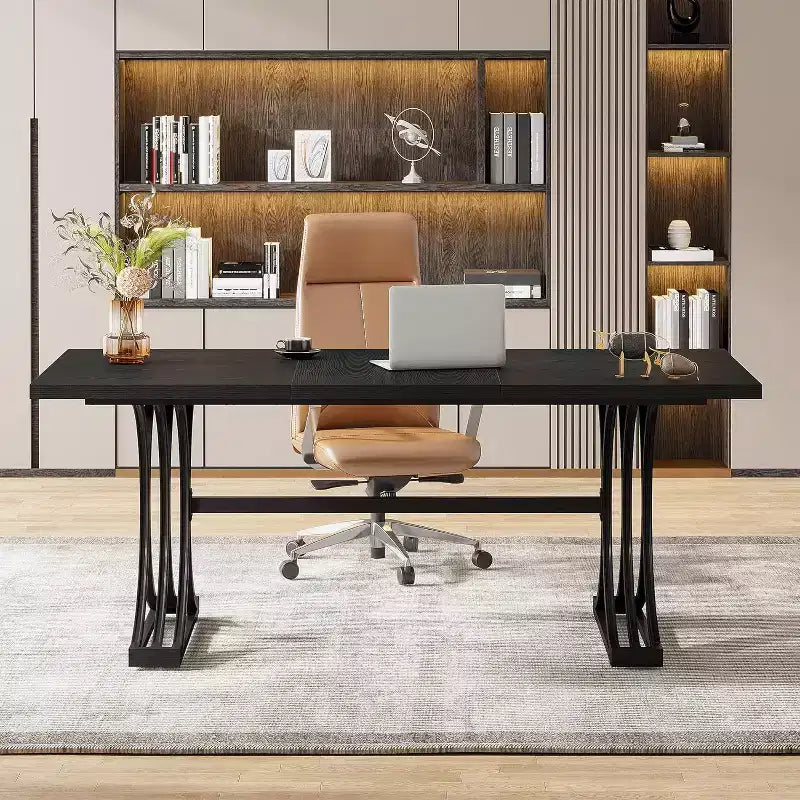 Table de conférence Lantine 5FT pour 4 à 6 personnes, table de réunion moderne avec plateau en faux marbre, tables de séminaire d'affaires pour le bureau à domicile
