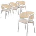 LeisureMod Ervilla Modern Dining Chair Set of 4 with White Frame, Comfortable Durable Design for Kitchen, Dining Room, Office, Lounge, Cafe, or Study