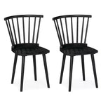 Costway Rubber Wood Windsor Dining Chairs Set of 2 with Spindle Back for Living Room Black/Natural