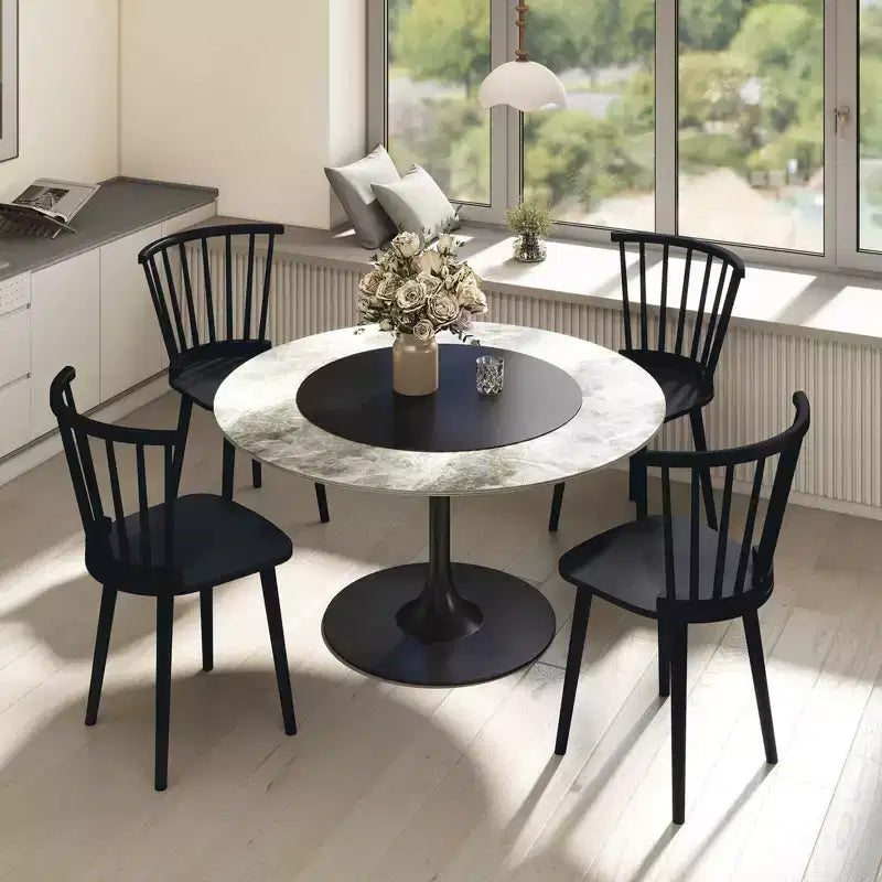 Costway Lot de 2 Chaises de Salle à Manger Windsor en Bois d'Hévéa avec Dossier à Barreaux pour Salon Noir/Naturel
