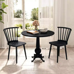 Costway Lot de 2 Chaises de Salle à Manger Windsor en Bois d'Hévéa avec Dossier à Barreaux pour Salon Noir/Naturel