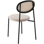LeisureMod Euston, lot de 4 chaises de salle à manger modernes avec dossier en osier et assise en velours, pour cuisine, salle à manger, maison, chaise d'appoint contemporaine
