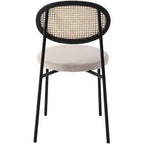 LeisureMod Euston, lot de 4 chaises de salle à manger modernes avec dossier en osier et assise en velours, pour cuisine, salle à manger, maison, chaise d'appoint contemporaine