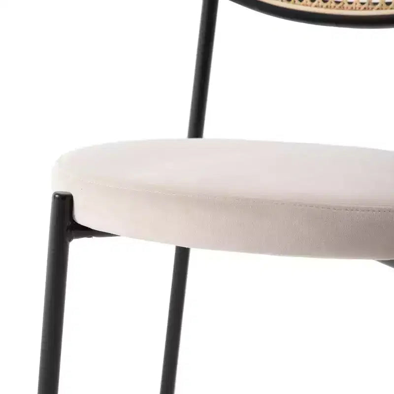 LeisureMod Euston, lot de 4 chaises de salle à manger modernes avec dossier en osier et assise en velours, pour cuisine, salle à manger, maison, chaise d'appoint contemporaine