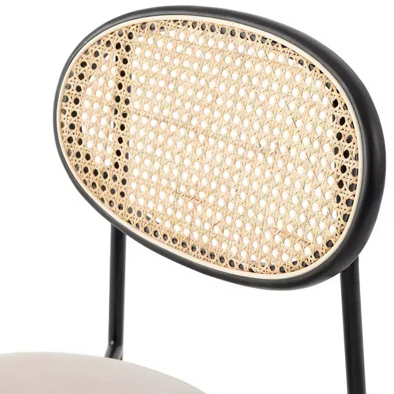 LeisureMod Euston, lot de 4 chaises de salle à manger modernes avec dossier en osier et assise en velours, pour cuisine, salle à manger, maison, chaise d'appoint contemporaine
