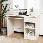 Costway Bureau Informatique Poste de Travail Maison/Bureau Table d'étude pour Ordinateur Portable avec Tiroir/Plateau à Clavier Noir/Blanc