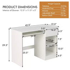 Costway Bureau Informatique Poste de Travail Maison/Bureau Table d'étude pour Ordinateur Portable avec Tiroir/Plateau à Clavier Noir/Blanc