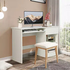 Costway Bureau Informatique Poste de Travail Maison/Bureau Table d'étude pour Ordinateur Portable avec Tiroir/Plateau à Clavier Noir/Blanc