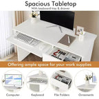 Costway Bureau Informatique Poste de Travail Maison/Bureau Table d'étude pour Ordinateur Portable avec Tiroir/Plateau à Clavier Noir/Blanc