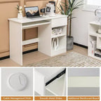 Costway Bureau Informatique Poste de Travail Maison/Bureau Table d'étude pour Ordinateur Portable avec Tiroir/Plateau à Clavier Noir/Blanc