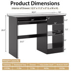 Costway Bureau Informatique Poste de Travail Maison/Bureau Table d'étude pour Ordinateur Portable avec Tiroir/Plateau à Clavier Noir/Blanc