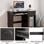 Costway Bureau Informatique Poste de Travail Maison/Bureau Table d'étude pour Ordinateur Portable avec Tiroir/Plateau à Clavier Noir/Blanc