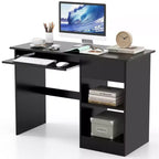 Costway Computer Desk Home Office Workstation Study Laptop Table with Keyboard Tray Drawer Black/White