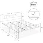 Cadre de lit plateforme en métal king size Garvee avec tête et pied de lit, support à lattes en acier, sommier, aucun sommier tapissier requis, blanc