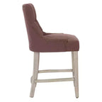 WestinTrends Tabouret de comptoir à dossier haut, rembourré, avec boutons touffetés, en tissu de lin, 24 po, Marron