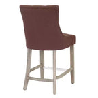 WestinTrends Tabouret de comptoir à dossier haut, rembourré, avec boutons touffetés, en tissu de lin, 24 po, Marron