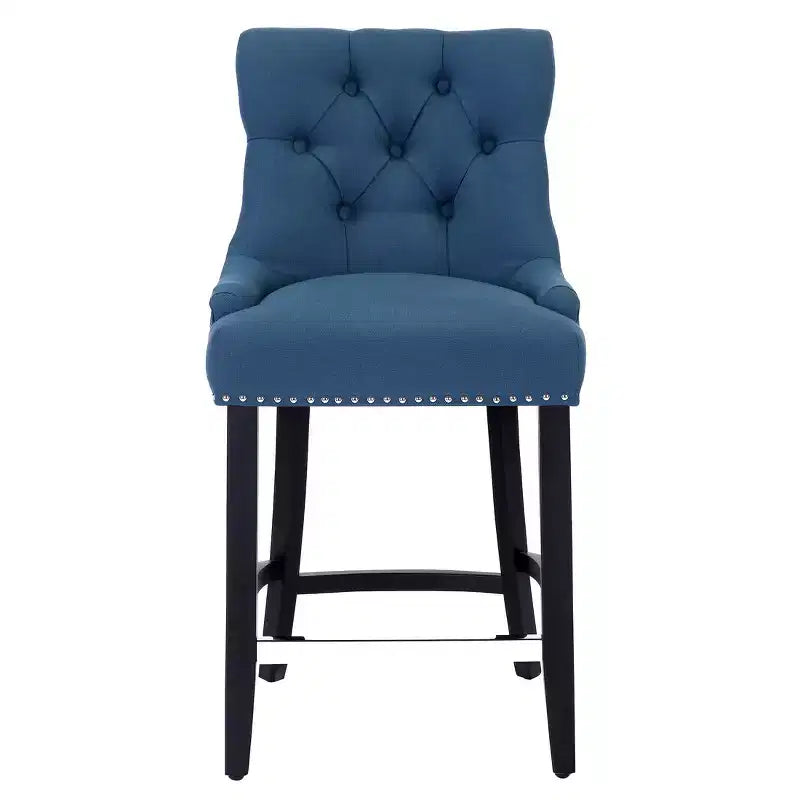 WestinTrends 24 Linen Fabric Tufted Buttons Upholstered Wingback Counter Stool, Tea