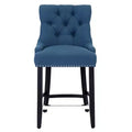 WestinTrends 24 Linen Fabric Tufted Buttons Upholstered Wingback Counter Stool, Tea