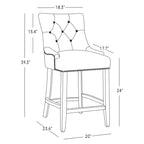 Tabouret de comptoir WestinTrends 24 en tissu de lin, dossier à oreilles, boutons touffetés, Tea