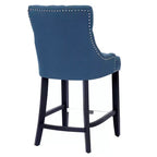Tabouret de comptoir WestinTrends 24 en tissu de lin, dossier à oreilles, boutons touffetés, Tea