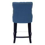 Tabouret de comptoir WestinTrends 24 en tissu de lin, dossier à oreilles, boutons touffetés, Tea