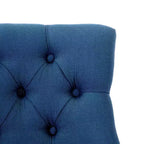 Tabouret de comptoir WestinTrends 24 en tissu de lin, dossier à oreilles, boutons touffetés, Tea