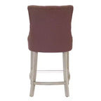 Tabouret de comptoir WestinTrends 24 en lin avec boutons touffetés et dossier ailé (Lot de 3), marron