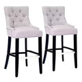 WestinTrends 29 Linen Tufted Buttons Upholstered Wingback Bar Stool (Set of 2), Light Gray