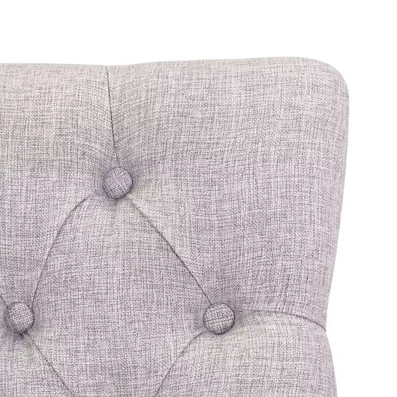 Tabouret de bar WestinTrends 29 en lin capitonné à boutons, rembourré et à dossier ailé (lot de 2), gris clair