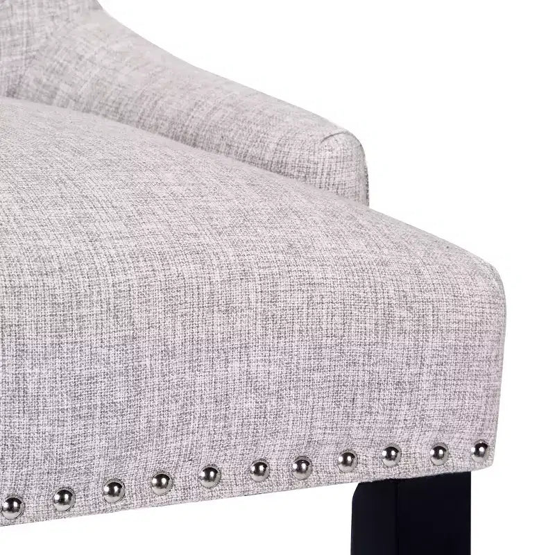 Tabouret de bar WestinTrends 29 en lin capitonné à boutons, rembourré et à dossier ailé (lot de 2), gris clair