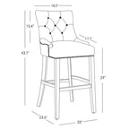 WestinTrends 29 Tabouret de bar tapissé à dossier haut en lin avec boutons touffetés (Lot de 3), Marron