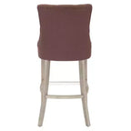 WestinTrends 29 Tabouret de bar tapissé à dossier haut en lin avec boutons touffetés (Lot de 3), Marron