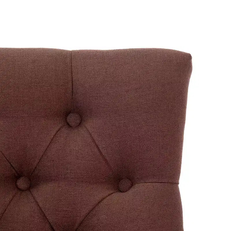 WestinTrends 29 Tabouret de bar tapissé à dossier haut en lin avec boutons touffetés (Lot de 3), Marron