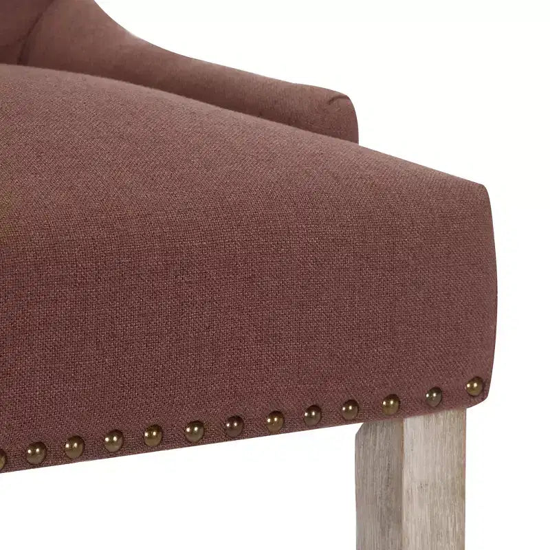 WestinTrends 29 Tabouret de bar tapissé à dossier haut en lin avec boutons touffetés (Lot de 3), Marron