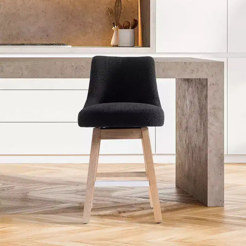Tabouret de bar WestinTrends 26, hauteur comptoir, pivotant et rembourré, noir