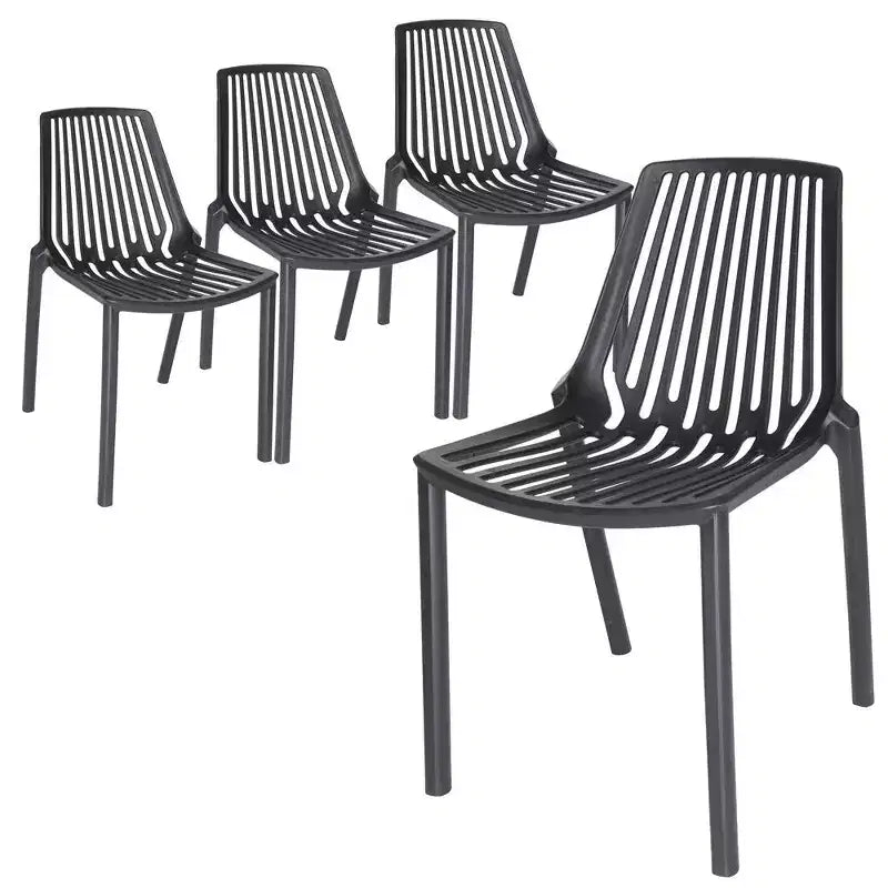 LeisureMod Acken Modern Stackable Plastic Dining Chair Set of 4 - Durable, Comfortable, Space-Saving Chairs for Kitchen, Dining Room, Office, Cafe