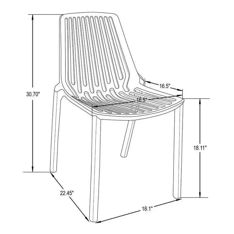 Lot de 4 chaises de salle à manger empilables modernes LeisureMod Acken en plastique – Chaises durables, confortables et peu encombrantes pour cuisine, salle à manger, bureau, café