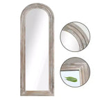 Miroir sur pied plein cadre Dovelina à cadre en bois, dessus arqué
