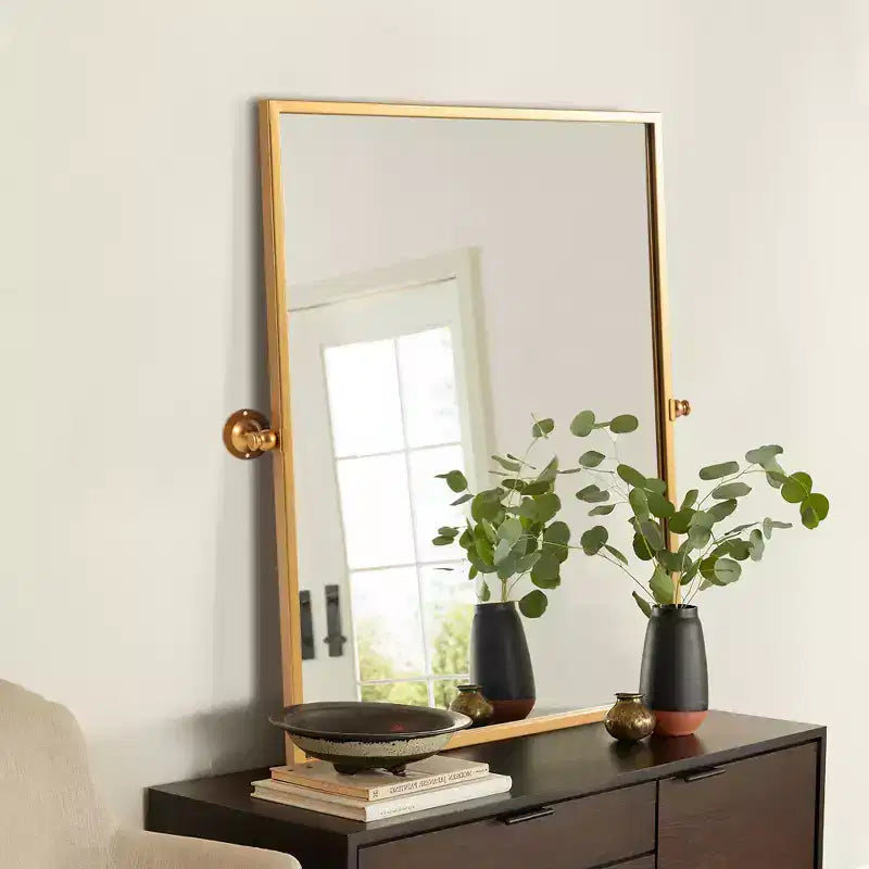 Miroir de courtoisie Dovelina avec cadre en métal pour salle de bain