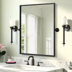 Miroir de courtoisie Dovelina avec cadre en métal pour salle de bain