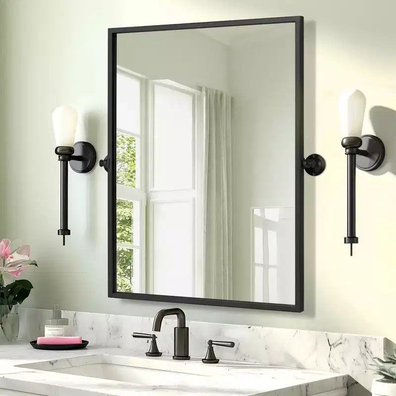Miroir de courtoisie Dovelina avec cadre en métal pour salle de bain