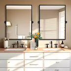 Miroir de courtoisie Dovelina avec cadre en métal pour salle de bain