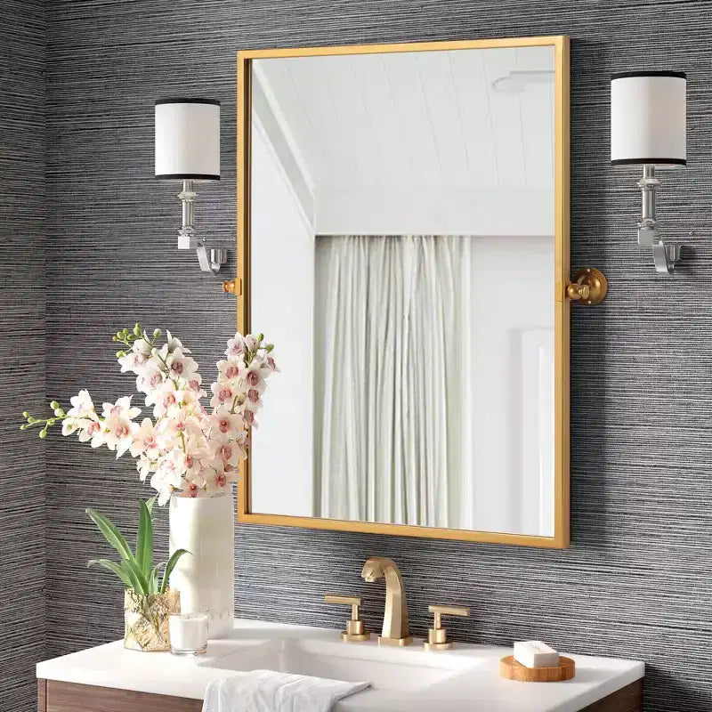 Miroir de courtoisie Dovelina avec cadre en métal pour salle de bain