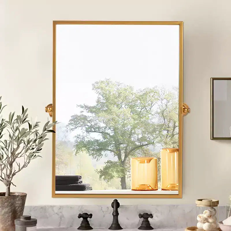 Miroir de courtoisie Dovelina avec cadre en métal pour salle de bain
