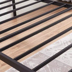 Lit plateforme en métal VECELO avec tête et pied de lit en bois