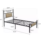 Lit plateforme en métal VECELO avec tête et pied de lit en bois