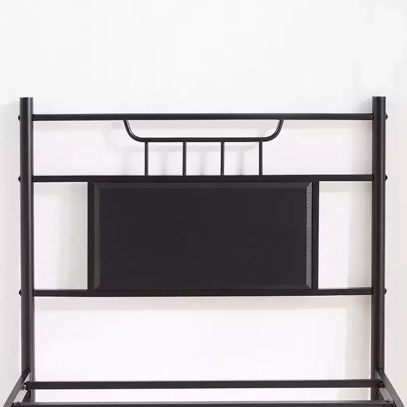 Lit plateforme en métal VECELO avec tête et pied de lit en bois