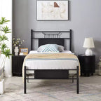 VECELO Metal Platform Bed with Wood Headboard and Footboard
