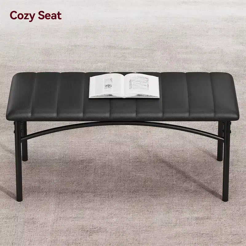 Table de cuisine avec chaises rembourrées et banc, ensemble de salle à manger en bois pour 4 personnes, ensemble de table de salle à manger rectangulaire pour petit espace, appartement, maison